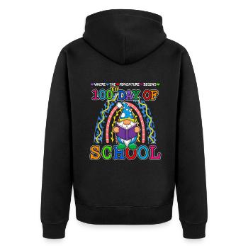 Aventure Gnome Joyeux 100e jour 100 jours d’école - Veste à capuche bio Premium Unisexe - noir - Dos - Nico (187cm)