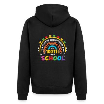 Cute Leopard Rainbow 100th Day 100 Days Of School - Unisex Premium Organic Zip Hoodie - black - Back - Nico (187cm)