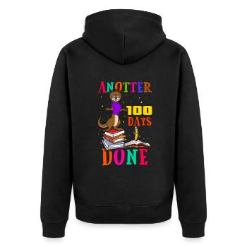 Happy 100th Day Done Otter 100 Tage Schule - Unisex Premium Bio Zip Hoodie - Schwarz - Hinten - Nico (187cm)