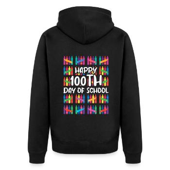 100e jour couleurs colorées heureux 100 jours d’école - Veste à capuche bio Premium Unisexe - noir - Dos - Nico (187cm)