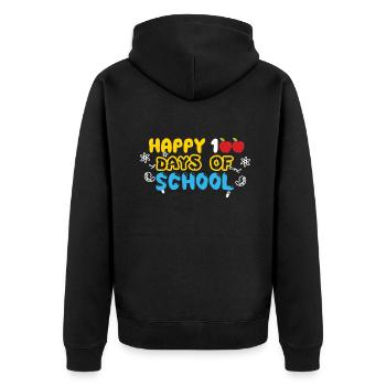 100th Day Funny Apple Happy 100 Days Of School - Unisex Premium Organic Zip Hoodie - black - Back - Nico (187cm)