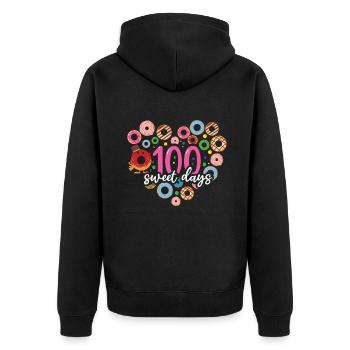 100e jour Sweet Day Joyeux 100 jours d’école - Veste à capuche bio Premium Unisexe - noir - Dos - Nico (187cm)