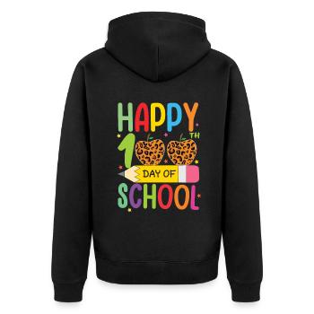 100e jour crayon léopard joyeux 100 jours d’école - Veste à capuche bio Premium Unisexe - noir - Dos - Nico (187cm)