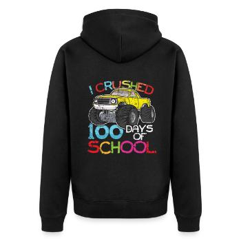 100. Tag Crushed Truck Glückliche 100 Tage Schule - Unisex Premium Bio Zip Hoodie - Schwarz - Hinten - Nico (187cm)