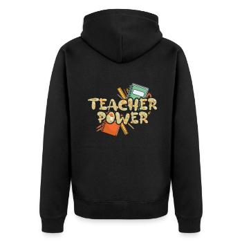 Teacher Power 100th Day Happy 100 Days Of School - Unisex Premium Organic Zip Hoodie - black - Back - Nico (187cm)