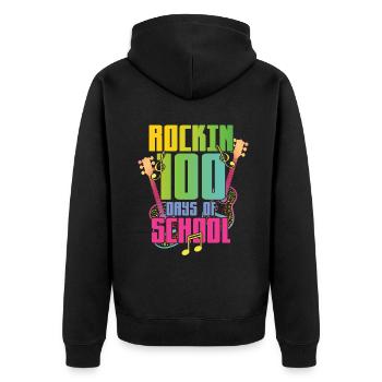 100e jour de guitare rock 100 jours d’école - Veste à capuche bio Premium Unisexe - noir - Dos - Nico (187cm)
