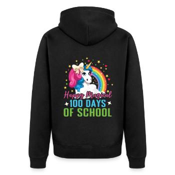 100e jour licorne joyeux magique 100 jour d’école - Veste à capuche bio Premium Unisexe - noir - Dos - Nico (187cm)