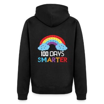 Rainbow Pop 100. Tag Klügere Schultage - Unisex Premium Bio Zip Hoodie - Schwarz - Hinten - Nico (187cm)