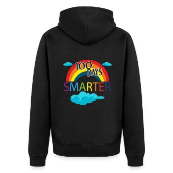 Regenbogenschüler 100. Tag Intelligentere Schultage - Unisex Premium Bio Zip Hoodie - Schwarz - Hinten - Nico (187cm)