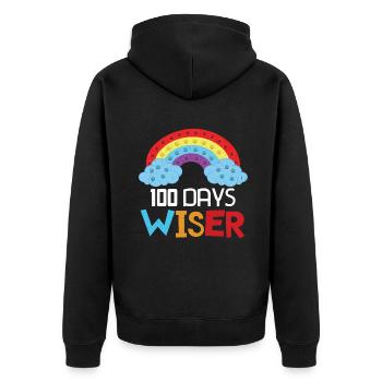 Rainbow Pop 100. Tag Klügere Schultage - Unisex Premium Bio Zip Hoodie - Schwarz - Hinten - Nico (187cm)