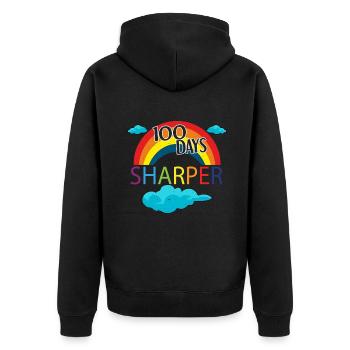 Regenbogenschüler 100. Tag schärfere Schultage - Unisex Premium Bio Zip Hoodie - Schwarz - Hinten - Nico (187cm)