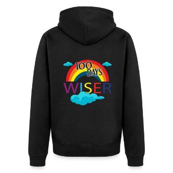 Rainbow Student 100th Day Wiser Days Of School - Unisex Premium Organic Zip Hoodie - black - Back - Nico (187cm)