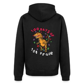1. Klasse 100. Tag Dinosaurier 100 Tage Schule - Unisex Premium Bio Zip Hoodie - Schwarz - Hinten - Nico (187cm)