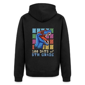 Brüllen 5. Klasse 100. Dinosaurier 100 Tage Schule - Unisex Premium Bio Zip Hoodie - Schwarz - Hinten - Nico (187cm)