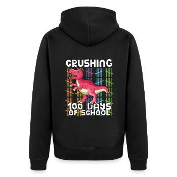 100e jour de dinosaure écrasant 100 jours d’école - Veste à capuche bio Premium Unisexe - noir - Dos - Nico (187cm)
