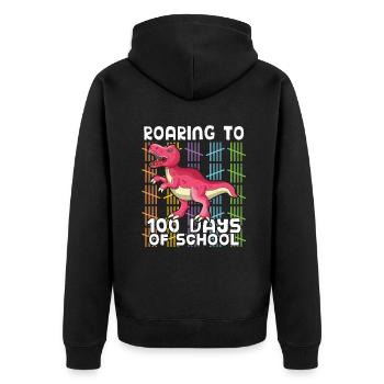 100th Day Dinosaurier I Roaring 100 Days School - Unisex Premium Bio Zip Hoodie - Schwarz - Hinten - Nico (187cm)