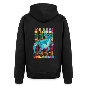 100 Tage Dinosaurier freigeschaltet 100. Schultage - Unisex Premium Bio Zip Hoodie - Schwarz - Hinten - Nico (187cm)