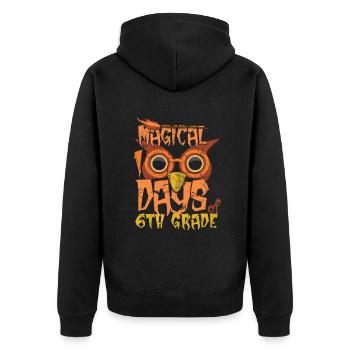 6. Klasse Eule 100. Tag Magische 100 Tage Schule - Unisex Premium Bio Zip Hoodie - Schwarz - Hinten - Nico (187cm)