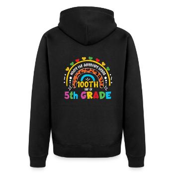 Cute Leopard Rainbow 5th Grade 100 Days Of School - Unisex Premium Organic Zip Hoodie - black - Back - Nico (187cm)