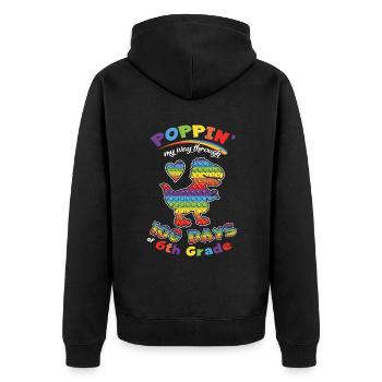 100. Tag Pop 6. Klasse 100 Tag der Schule Dinosaurier - Unisex Premium Bio Zip Hoodie - Schwarz - Hinten - Nico (187cm)