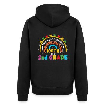 Cute Leopard Rainbow 2nd Grade 100 Days Of School - Unisex Premium Organic Zip Hoodie - black - Back - Nico (187cm)