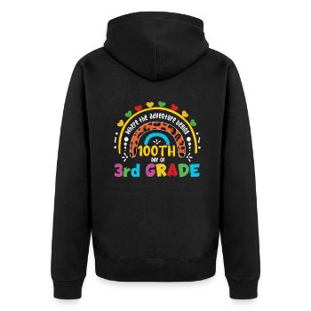 Cute Leopard Rainbow 3rd Grade 100 Days Of School - Unisex Premium Organic Zip Hoodie - black - Back - Nico (187cm)