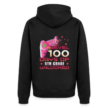 100th Day Gamer 5th Grade Happy 100 Days Of School - Unisex Premium Organic Zip Hoodie - black - Back - Nico (187cm)