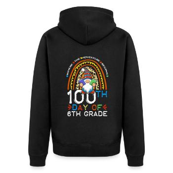 6. Klasse Gnom Happy 100th Day 100 Tage Schule - Unisex Premium Bio Zip Hoodie - Schwarz - Hinten - Nico (187cm)