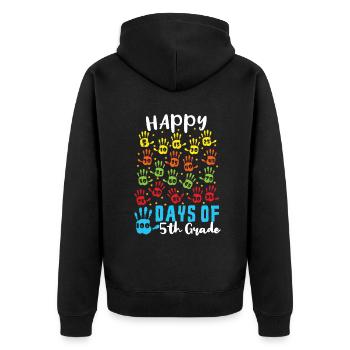 Hände 5. Klasse Happy 100th Day 100 Tage Schule - Unisex Premium Bio Zip Hoodie - Schwarz - Hinten - Nico (187cm)