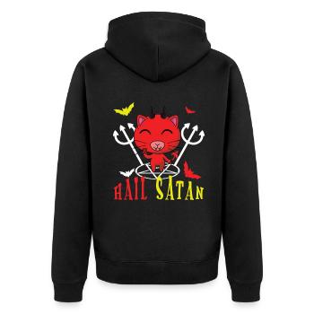 Kawaii Satan Devil Metal Musik Liebhaber Rock - Unisex Premium Bio Zip Hoodie - Schwarz - Hinten - Nico (187cm)