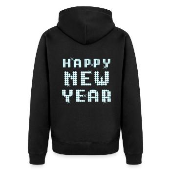 Party Frohes Neues Jahr 2023 Hallo 2023 Neues Jahr - Unisex Premium Bio Zip Hoodie - Schwarz - Hinten - Nico (187cm)