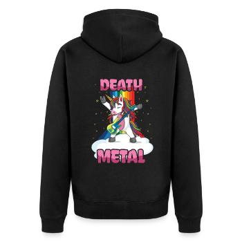 Rocker Licorne Arc-en-ciel Metal Music Lover Guitariste - Veste à capuche bio Premium Unisexe - noir - Dos - Nico (187cm)