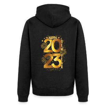 Stars Frohes Neues Jahr 2023 Hallo 2023 Neues Jahr - Unisex Premium Bio Zip Hoodie - Schwarz - Hinten - Nico (187cm)