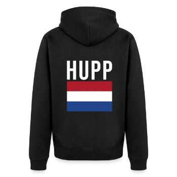 Hupp Holland Netherlands - Unisex Premium Organic Zip Hoodie - black - Back - Nico (187cm)