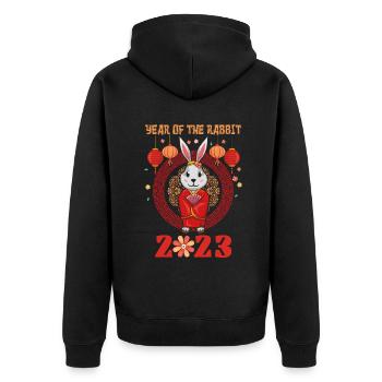 Nouvel An chinois Mignon Lapin Nouvel An 2023 - Veste à capuche bio Premium Unisexe - noir - Dos - Nico (187cm)
