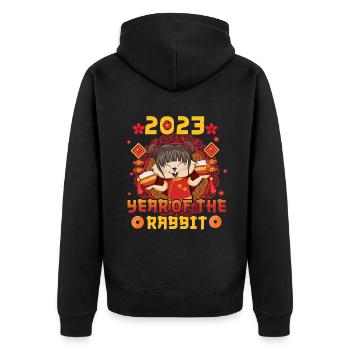 Nouvel An chinois Lapin Fille Nouvel An 2023 - Veste à capuche bio Premium Unisexe - noir - Dos - Nico (187cm)