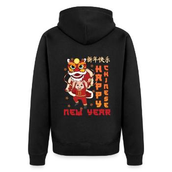 Nouvel An chinois Rabbit Dragon 2023 Nouvel An - Veste à capuche bio Premium Unisexe - noir - Dos - Nico (187cm)