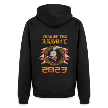 Zodiaque chinois Nouvel An du lapin 2023 Nouvel An - Veste à capuche bio Premium Unisexe - noir - Dos - Nico (187cm)