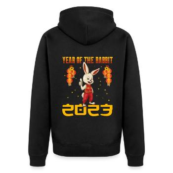 Lapin Drôle Nouvel An chinois 2023 Nouvel An - Veste à capuche bio Premium Unisexe - noir - Dos - Nico (187cm)