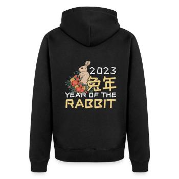 Chinese New Year Of Rabbit Floral New Year 2023 - Unisex Premium Bio Zip Hoodie - Schwarz - Hinten - Nico (187cm)