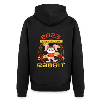 Lapin Bienvenue 2023 Nouvel An Nouvel An chinois - Veste à capuche bio Premium Unisexe - noir - Dos - Nico (187cm)