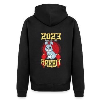 Joyeux Nouvel An Chinois Lapin 2023 Nouvel An - Veste à capuche bio Premium Unisexe - noir - Dos - Nico (187cm)