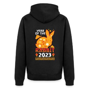 Ornement Lapin du Nouvel An chinois 2023 Nouvel An - Veste à capuche bio Premium Unisexe - noir - Dos - Nico (187cm)