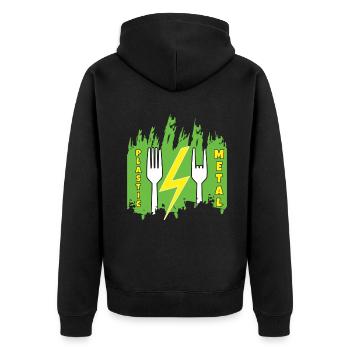 Rock Sign Funny Fork Metal Kid Music Lover Rocker - Unisex Premium Bio Zip Hoodie - Schwarz - Hinten - Nico (187cm)