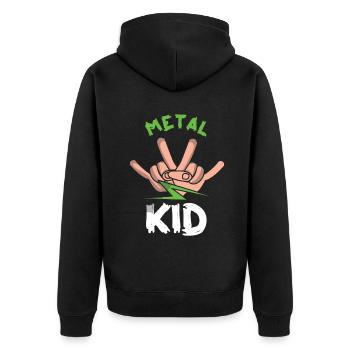 Rocker Sign Rock Hand Metal Kid Metal Lover - Unisex Premium Bio Zip Hoodie - Schwarz - Hinten - Nico (187cm)