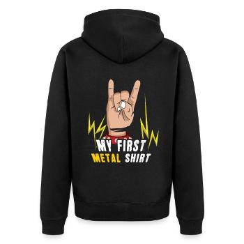 Rock Sign Rocker Hand Metal Kid First Metal - Unisex Premium Bio Zip Hoodie - Schwarz - Hinten - Nico (187cm)