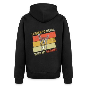 Vintage Metal With Mommy Metal Kid Music Lover - Unisex Premium Bio Zip Hoodie - Schwarz - Hinten - Nico (187cm)