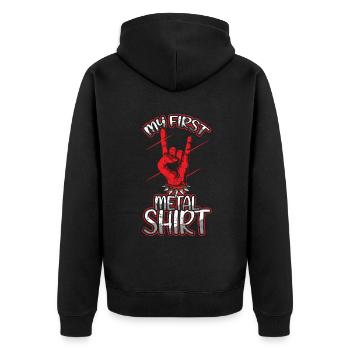 Metal Kid Rocker Sign Rock Hand First Metal - Unisex Premium Bio Zip Hoodie - Schwarz - Hinten - Nico (187cm)