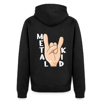 Rocker Rock Sign Rock Hand Metal Kid Music Lover - Unisex Premium Organic Zip Hoodie - black - Back - Nico (187cm)