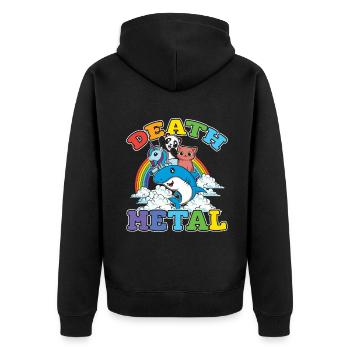 Unicorn Panda Cat Shark Love Metal Music Rock - Unisex Premium Organic Zip Hoodie - black - Back - Nico (187cm)